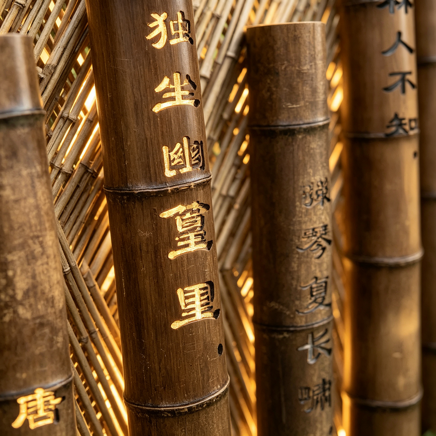 Carbonized Bamboo Carved Light-竹里馆