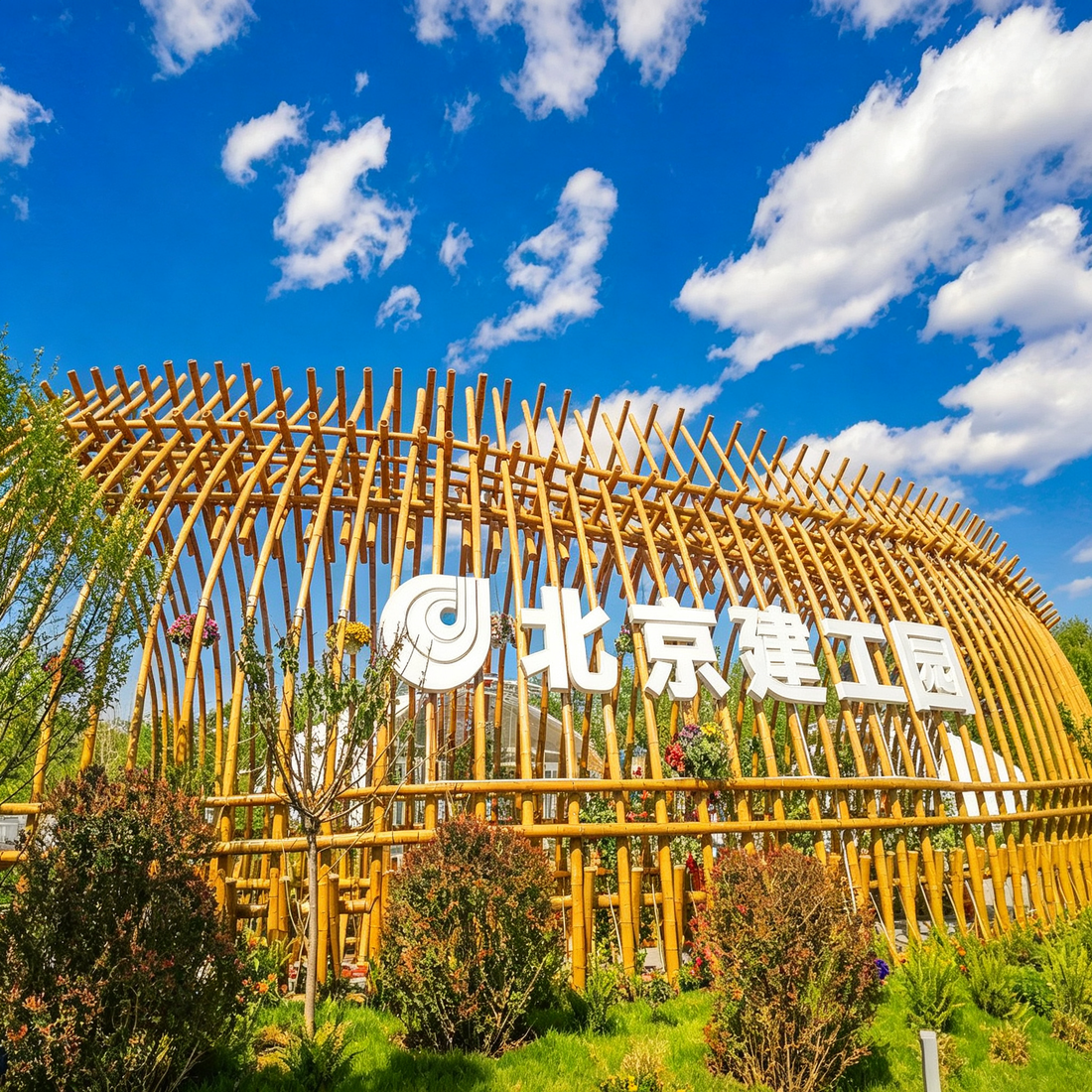 2-Panel Bamboo Floral Pergola for Beijing International Horticultural Exhibition