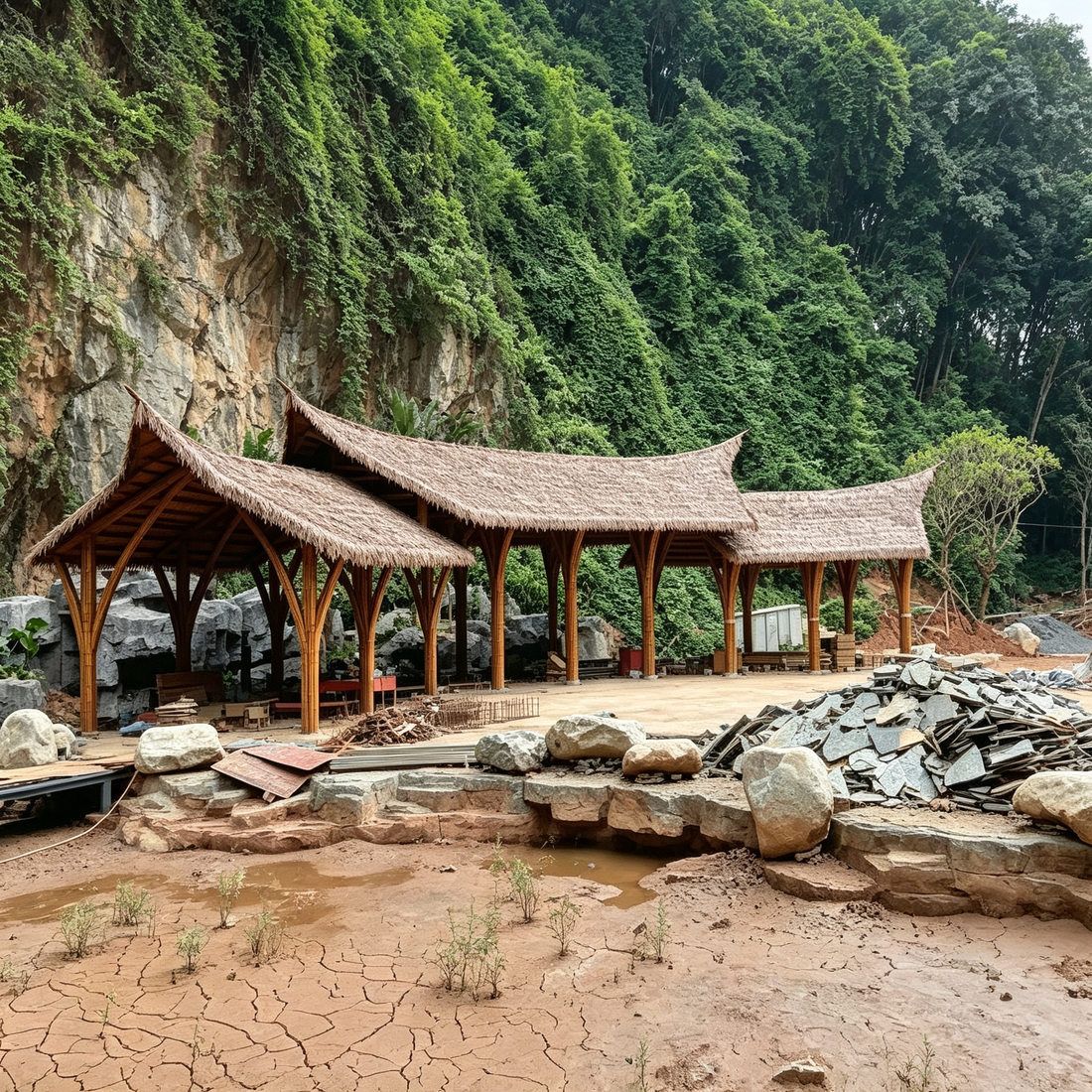 2 Custom Bamboo Pavilions in Yunnan