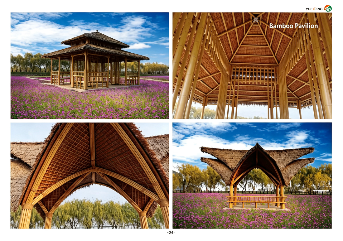 A Double-Storey Thatched Bamboo Pavilion in a Flower Sea — Renhe, Hangzhou
