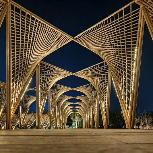 43.2m Long Anji Lingxi Park Aluminum Alloy Bamboo Imitation Corridor