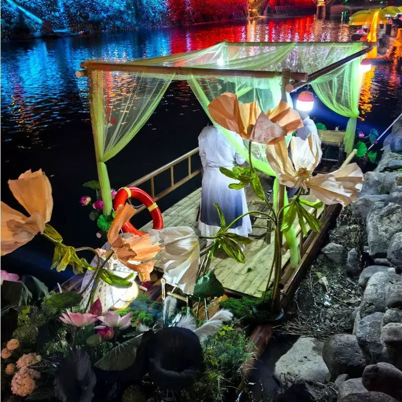 Bamboo raft Bamboo boat Internet celebrity gauze water dining photo clock in stage props Drifting fishing Plastic tube boat