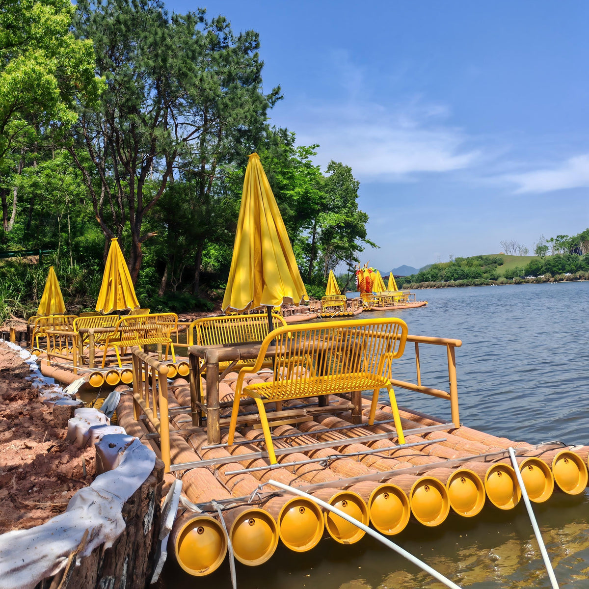 PVC bamboo raft bamboo row boat scenic spot water performance sightseeing tour dragon boat fishing rafting boat plastic pipe customization