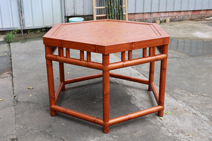 Aluminum Imitation Bamboo Hexagonal Dining Table Set