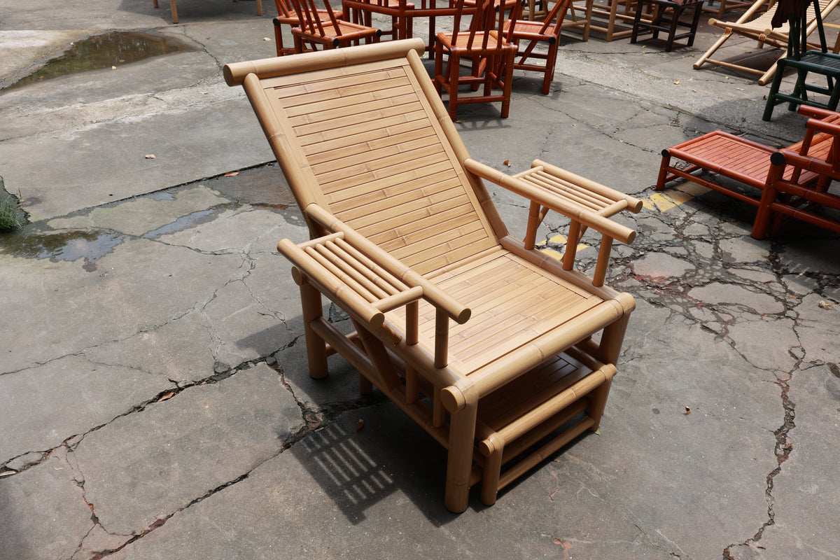 Aluminum Imitation Bamboo Recliner with Footrest