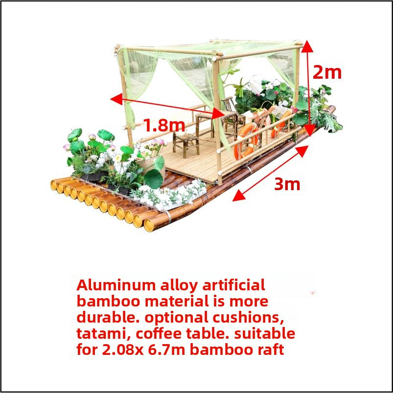 Bamboo raft Bamboo boat Internet celebrity gauze water dining photo clock in stage props Drifting fishing Plastic tube boat