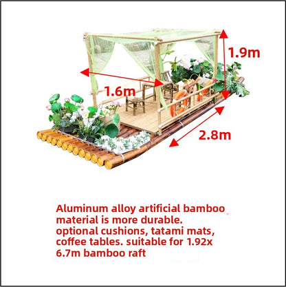 Bamboo raft Bamboo boat Internet celebrity gauze water dining photo clock in stage props Drifting fishing Plastic tube boat