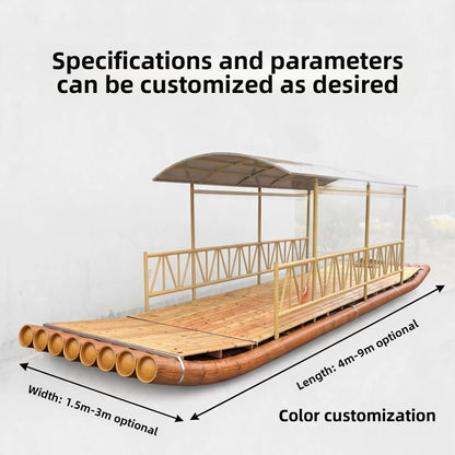 PVC bamboo raft boat Customized scenic spot Water manned sightseeing tour Internet celebrity gauze mantle shed rafting boat Outdoor bamboo raft