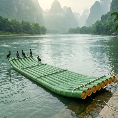 PVC imitation bamboo raft, scenic rafting sightseeing boat, high buoyancy and collision resistance, cultural tourism night tour light bamboo raft boat
