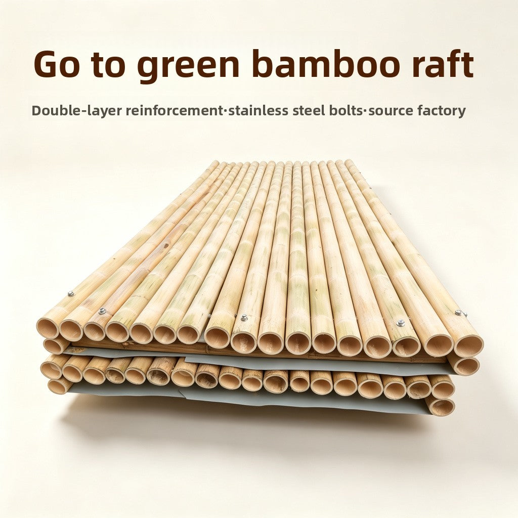 Go to the green-skinned bamboo raft, double-layer reinforcement of stainless steel bolts, scenic spot sightseeing and drifting bamboo row source factory customization