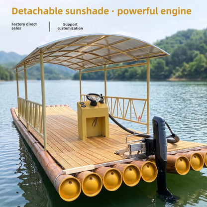 PVC bamboo raft boat Customized scenic spot Water manned sightseeing tour Internet celebrity gauze mantle shed rafting boat Outdoor bamboo raft