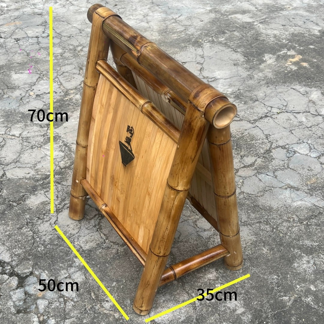 Bamboo A-Frame Folding Caution Sign — Wet Floor Warning