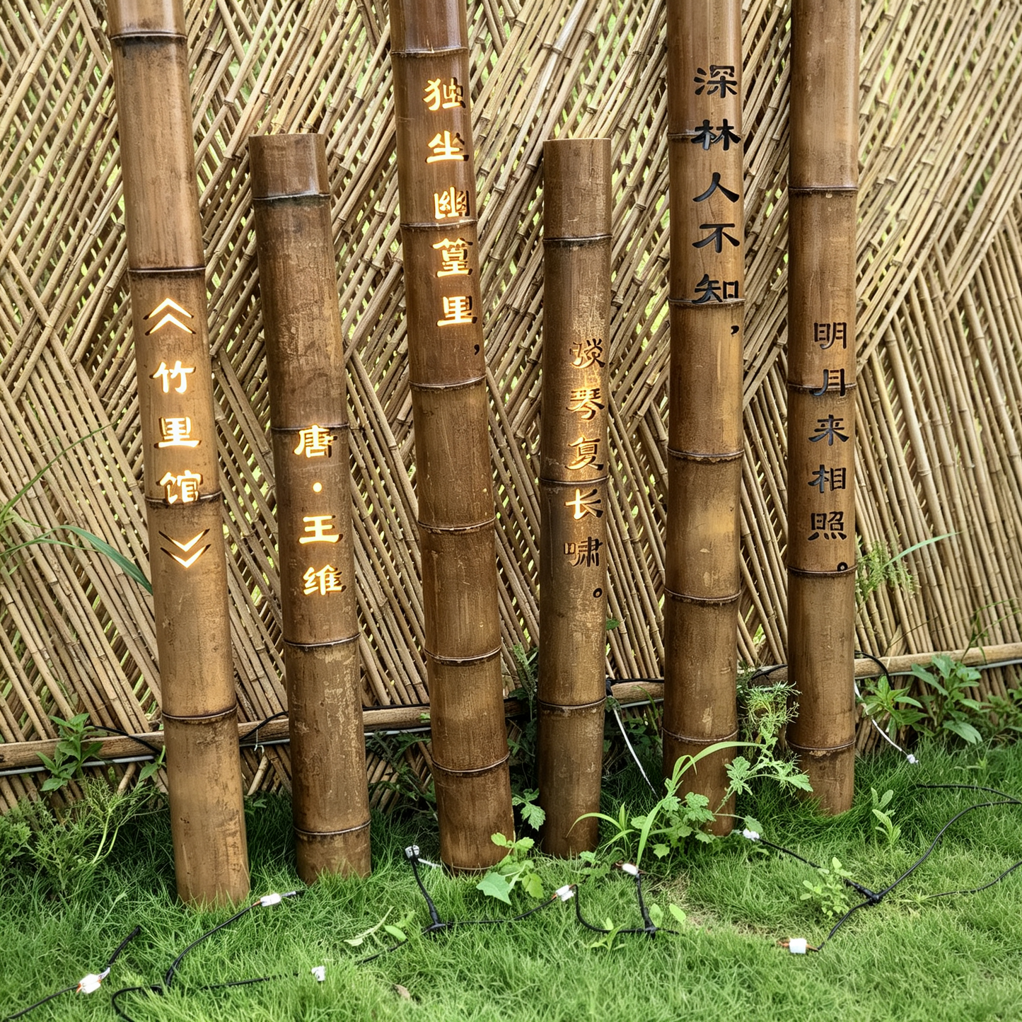 Carbonized Bamboo Carved Light-竹里馆