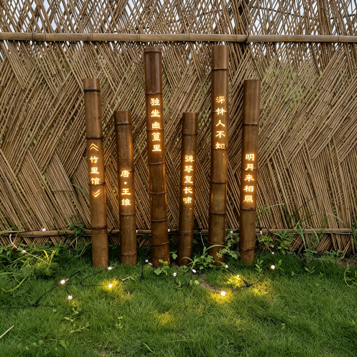 Carbonized Bamboo Carved Light-竹里馆