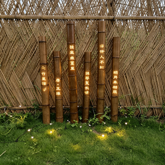 Lumière sculptée en bambou carbonisé - 竹里馆